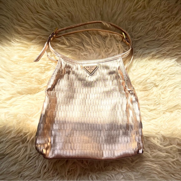 PRADA MESH ROSE GOLD MINI BAG - Picture 1 of 5